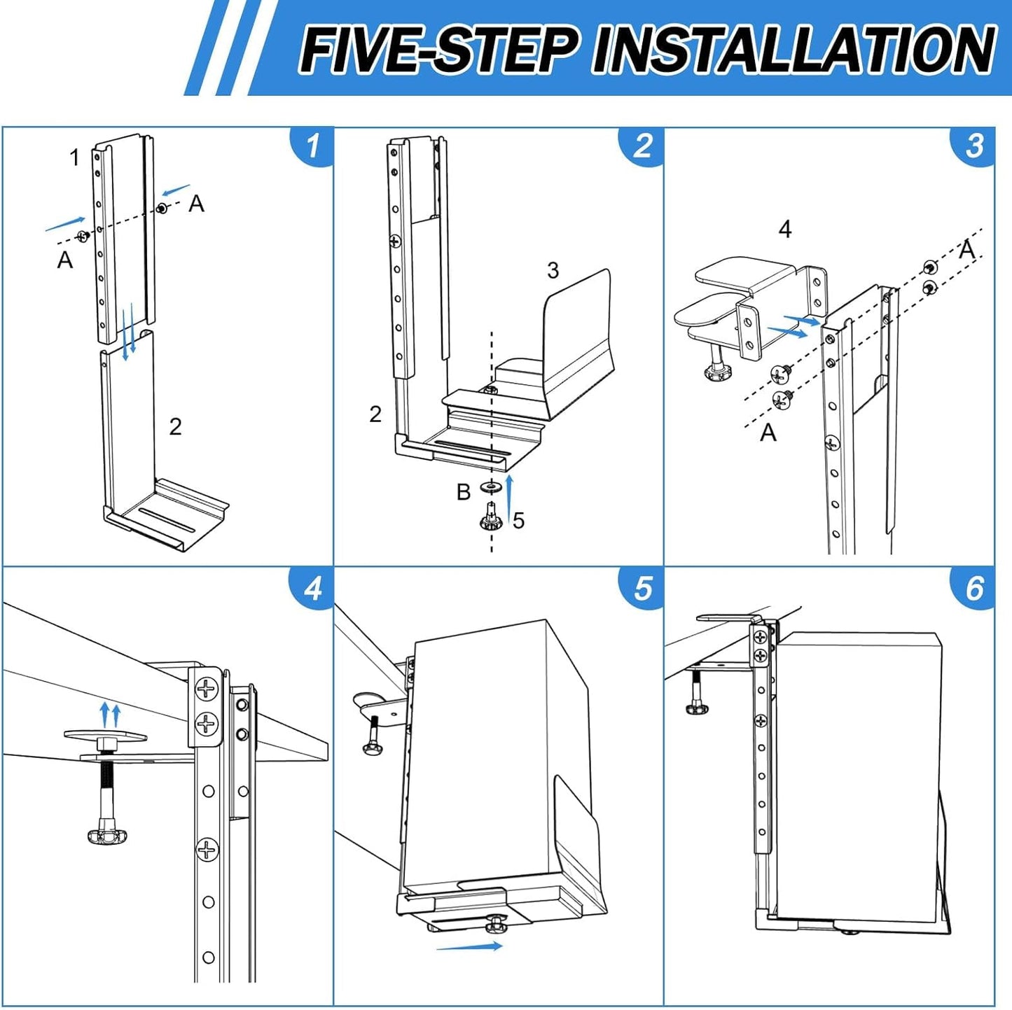Adjustable Heavy Duty Under Desk Computer Clamp Mount