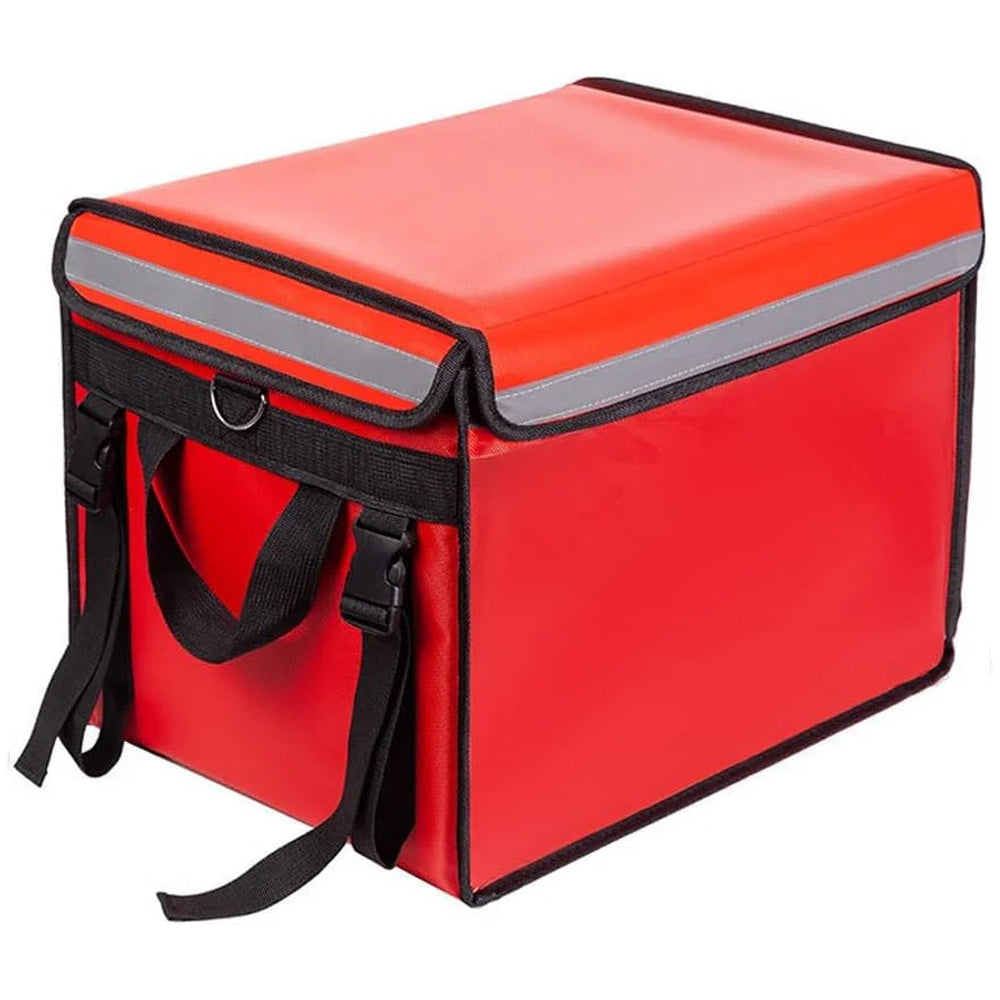 Red Insulated Bags For Food Delivery 16.5" x 11.4" x 11.8", Commercial Insulated Food Delivery Bag w/Divider, Waterproof & Foldable Catering Bag