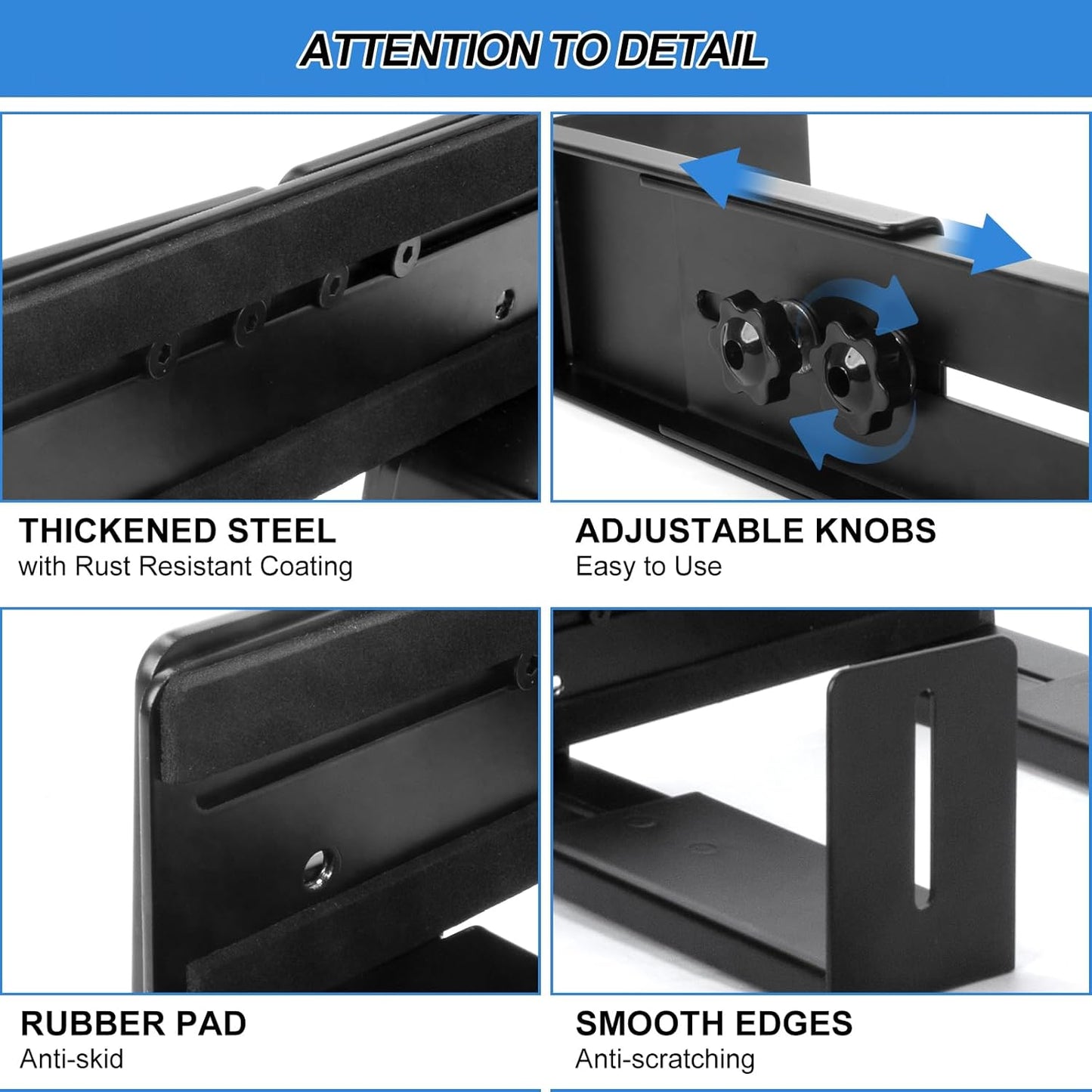 PC Wall Mount Adjustable Bracket Open Frame, Width Adjustable from 5.2" to 8.5", Thickened Steel Computer Tower Wall Mount for Full Tower Computer, PC Holder for Home Office Computer Case CPU Holder