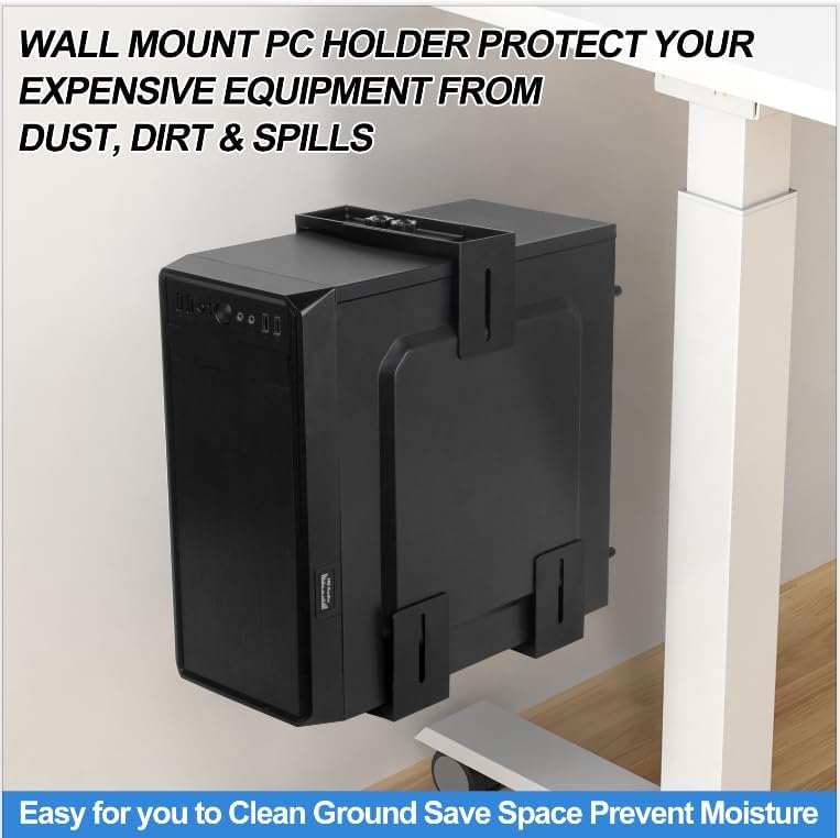 PC Wall Mount Adjustable Bracket Open Frame, Width Adjustable from 5.2" to 8.5", Thickened Steel Computer Tower Wall Mount for Full Tower Computer, PC Holder for Home Office Computer Case CPU Holder