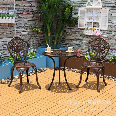 Cast Aluminum Outdoor Combined Tables And Chairs Courtyard Garden Leisure Terrace Balcony Outdoor Tables And Chairs Three Piece Set