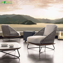 Load image into Gallery viewer, Nordic Outdoor Sofa Small Tea Table Combination Balcony Rattan Chair Table Chair Three Piece Set Courtyard Leisure Living Room Rattan Weaving
