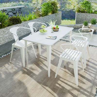 Nordic Rock Board Outdoor Table And Chair Combination Open-air Courtyard Negotiation Table And Chair One Table And Four Chairs Outside The Coffee Shop