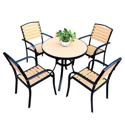 Outdoor Plastic Wood Table And Chair Combination Coffee Shop Outdoor Garden With Night Accommodation Rattan Tables And Chairs