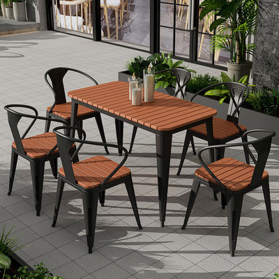 Nordic Courtyard Tables And Chairs Balcony Outdoor Leisure Tables And Chairs Combination Outdoor Iron Leisure Plastic Wood Tables And Chairs