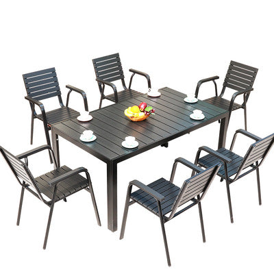 Outdoor Balcony Table And Chair Combination Outdoor Milk Tea Shop Coffee Shop Table And Chair Garden Leisure Imitation Wood Table And Chair Matching