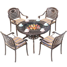 Load image into Gallery viewer, Multi Purpose Barbecue Table Outdoor Dual-purpose Barbecue Table And Chair Combination Outdoor Cast Aluminum Table And Chair Cast Aluminum Process Die Cast Barbecue Table
