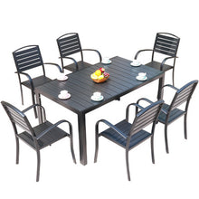 Load image into Gallery viewer, Leisure Outdoor Tables And Chairs Coffee Shop Milk Tea Shop Table And Chair Outdoor Garden Anticorrosive Plastic Wood Courtyard Table And Chair
