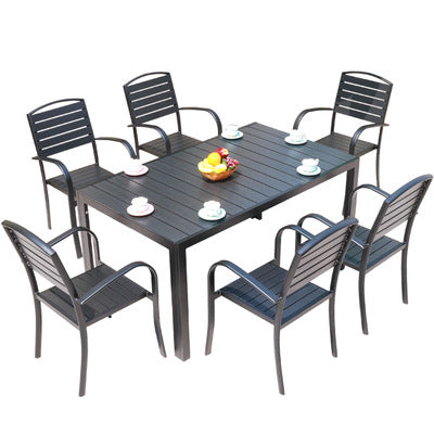 Leisure Outdoor Tables And Chairs Coffee Shop Milk Tea Shop Table And Chair Outdoor Garden Anticorrosive Plastic Wood Courtyard Table And Chair