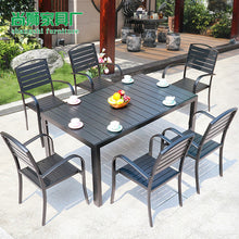 Load image into Gallery viewer, Outdoor Balcony Table And Chair Combination Outdoor Milk Tea Shop Coffee Shop Table And Chair Garden Leisure Imitation Wood Table And Chair Matching
