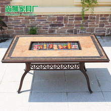 Load image into Gallery viewer, Outdoor Barbecue Table Leisure Courtyard Table Iron Cast Aluminum Table Villa Leisure Table And Chair Household Commercial Carbon Electric Baking Table
