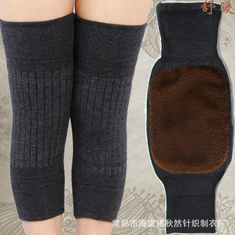 Warm knee protection thickened elderly double-layer thickened knitting knee protection plush