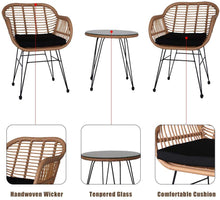 Load image into Gallery viewer, 3 Sets of Balcony Tables and Chairs, Rattan Leisure Chairs, Small Tea Table Combination, Outdoor Terrace Tables and Chairs in Nordic Courtyard
