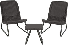 Load image into Gallery viewer, 3 Pcs Resin Wicker Patio Furniture Set with Side Table and Outdoor Chairs, Dark Grey
