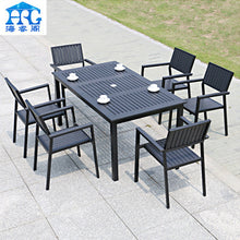 Load image into Gallery viewer, Outdoor Leisure Tables And Chairs Balcony Community Courtyard Balcony Tieyi Milk Tea Shop Antiseptic Wood Tables And Chairs Outdoor Plastic Wood Furniture
