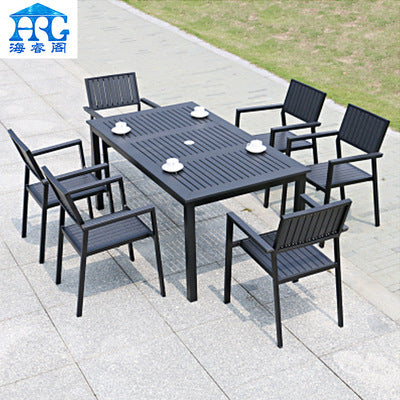 Outdoor Leisure Tables And Chairs Balcony Community Courtyard Balcony Tieyi Milk Tea Shop Antiseptic Wood Tables And Chairs Outdoor Plastic Wood Furniture
