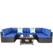 Load image into Gallery viewer, 7 Pieces Wicker PE Rattan Sectional Conversation  Sofa Sets
