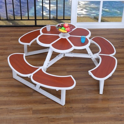 Outdoor Park Table Anticorrosive Wood Outdoor Business Street Leisure Garden Bar Table Amusement Park Plastic Wood Conjoined Tables And Chairs