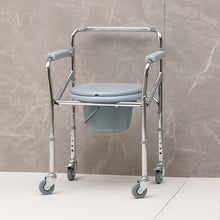 Load image into Gallery viewer, Carbon Steel Electroplating Portable and Foldable Bath Chair Potty Chair with Bedpan for the Elderly
