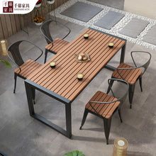 Load image into Gallery viewer, Qianmu Industrial Style Outdoor Plastic Wood Dining Table And Chair Combination American Courtyard Garden Rest Area Milk Tea Shop Open-air Dining Chair
