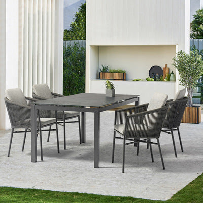 Outdoor Leisure Metal Tables And Chairs Outdoor Coffee Shop Milk Tea Shop Balcony Rattan Chair Three Piece Rope Braided Terrace Tables And Chairs