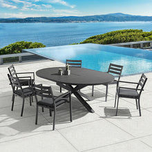 Load image into Gallery viewer, Outdoor Balcony Outdoor Tables And Chairs Courtyard Leisure All Aluminum Stretch Dining Table Combination Outdoor Sunscreen Antirust Tables And Chairs
