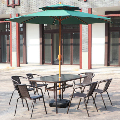 Outdoor Tables And Chairs Courtyard Leisure With Umbrella Combination Outdoor Iron Outdoor Balcony Rattan Chair Three Piece Set Rain And Sun Protection