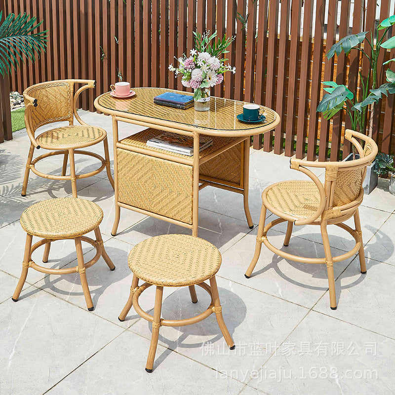 Outdoor Garden Leisure Rattan Chair Three Piece Set Courtyard Balcony Tables And Chairs Milk Tea Shop Coffee Shop Outdoor Tables And Chairs Combination
