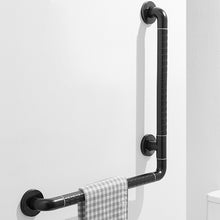 Load image into Gallery viewer, Black handrail, stainless steel bathroom, toilet, barrier free, elderly disabled, safety, anti-skid toilet handle
