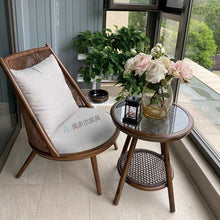 Load image into Gallery viewer, Balcony Leisure Table And Chair Combination Rattan Single Sofa Chair Outdoor Courtyard Garden Terrace Rattan Chair Tea Table Set
