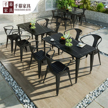 Load image into Gallery viewer, Qianmu Modern Simple Outdoor Rock Table Milk Tea Shop Outdoor Leisure Table And Chair Combination Courtyard Balcony Plastic Wood Table
