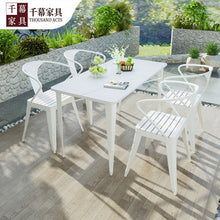 Load image into Gallery viewer, Qianmu Modern Simple Outdoor Rock Table Milk Tea Shop Outdoor Leisure Table And Chair Combination Courtyard Balcony Plastic Wood Table
