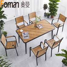 Load image into Gallery viewer, Auman Outdoor Plastic Wood Tables And Chairs Leisure Outdoor Tables And Chairs Combination Garden Cafe Catering Bar Courtyard Tables And Chairs
