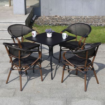 Outdoor Leisure Courtyard Net Cloth Bamboo Rattan Chair Balcony Cafe Five Piece Set Of Combined Tables And Chairs Open-air Restaurant Tables And Chairs