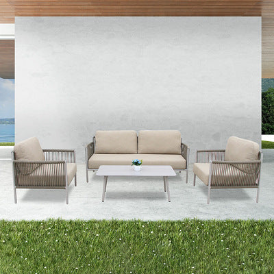 Outdoor Nordic Tables And Chairs Tied Rope Sofa Leisure Teslin Balcony Rattan Chair Sofa Terrace Courtyard Sofa Combination