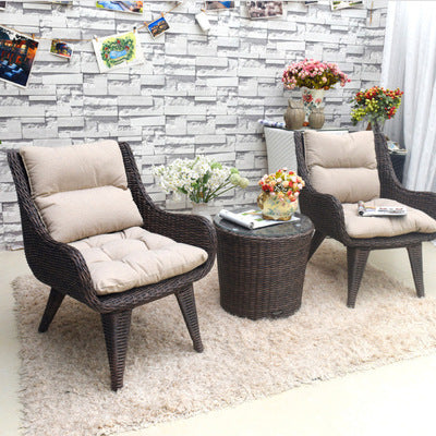 Rattan Chair Three Piece Set Balcony Small Table And Chair Leisure Outdoor Courtyard Tea Table Combination Outdoor Terrace Rattan Armchair