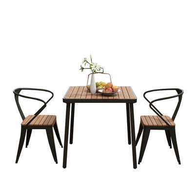 Qianmu American Industrial Style Outdoor Plastic Wood Dining Table And Chair Combination Villa Garden Milk Tea Shop Coffee Shop Balcony Dining Chair