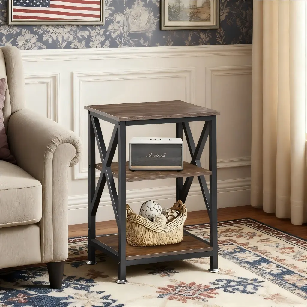 Adjustable X-Frame End Table