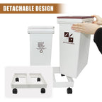11Gallon - 20L x 2 Compartment Trash Can with Wheels, Double Garbage Can and Recycling Bin with Lid, Detachable & Press-Open Lid Sorting Trash Can Kitchen