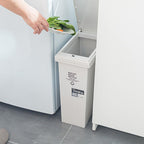 11Gallon - 20L x 2 Compartment Trash Can with Wheels, Double Garbage Can and Recycling Bin with Lid, Detachable & Press-Open Lid Sorting Trash Can Kitchen