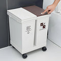 11Gallon - 20L x 2 Compartment Trash Can with Wheels, Double Garbage Can and Recycling Bin with Lid, Detachable & Press-Open Lid Sorting Trash Can Kitchen