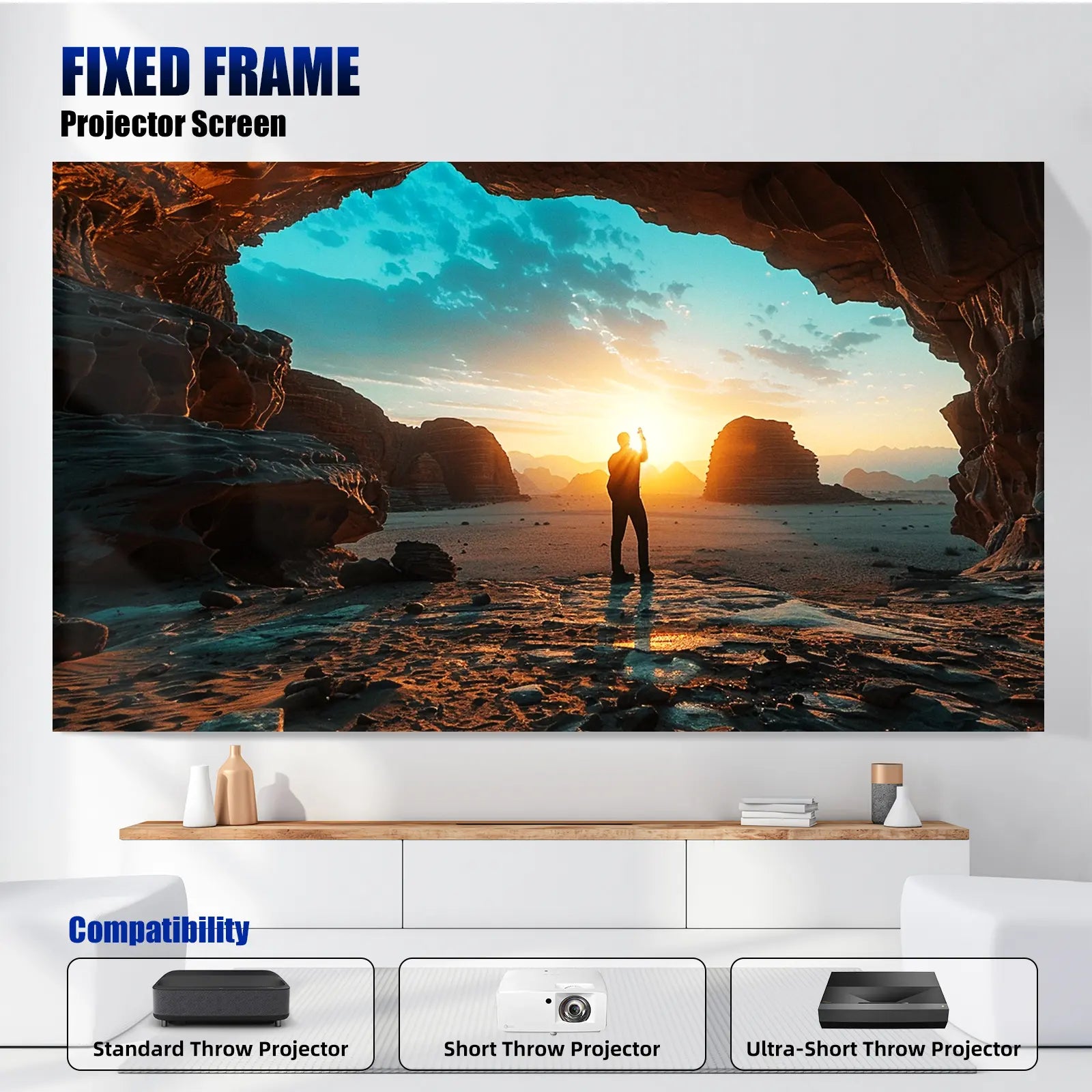 120 Inch Wall Mount Edge Free Fixed Frame Projector Screen