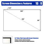 120 Inch Wall Mount Edge Free Fixed Frame Projector Screen