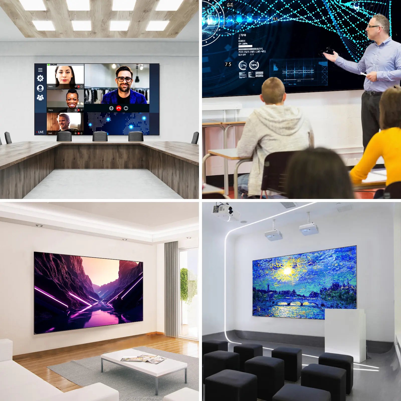 120 Inch Wall Mount Edge Free Fixed Frame Projector Screen