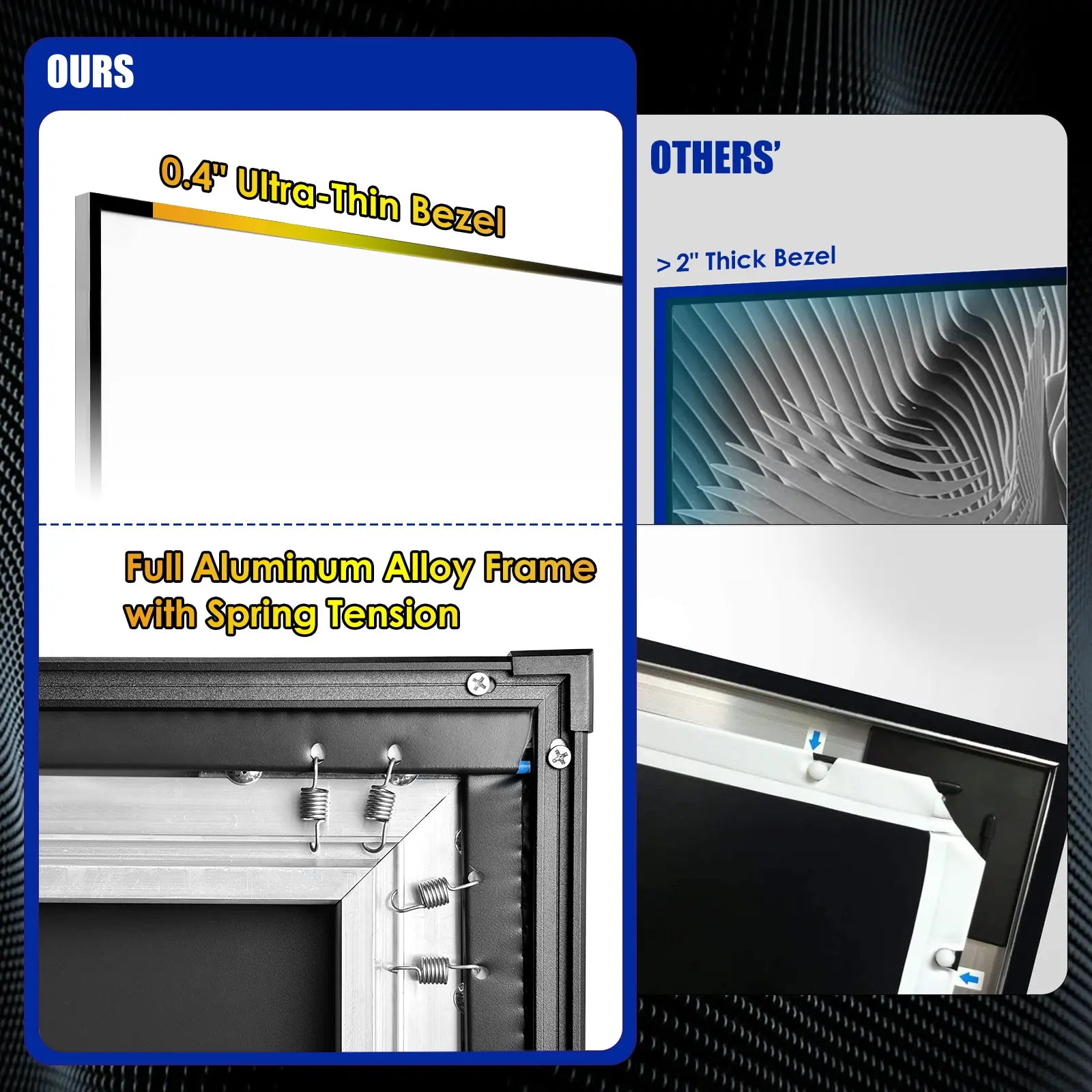 120 Inch Wall Mount Edge Free Fixed Frame Projector Screen