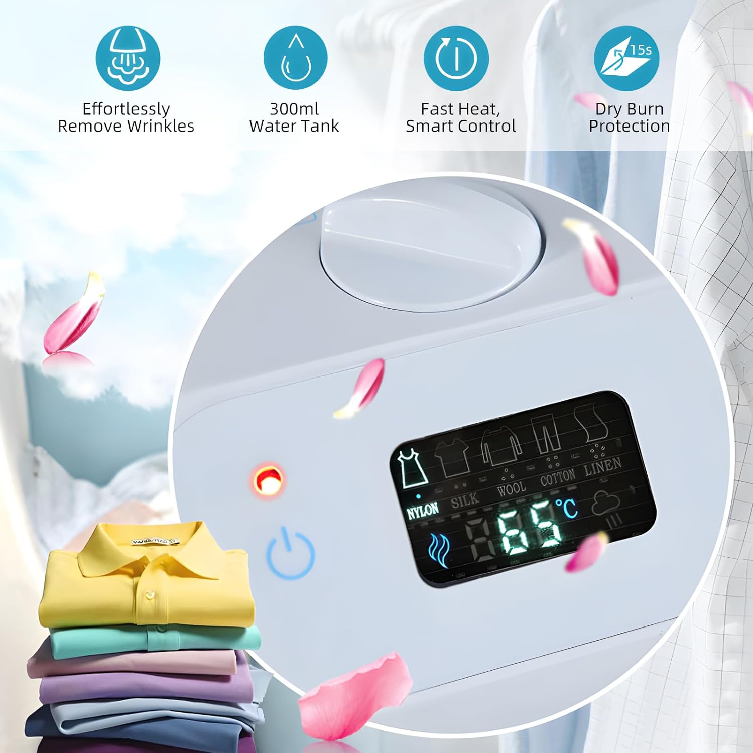 1200W Large Steam Press Machine with LED Screen, 20”x 8” Clothes Press Machine for Home Business, Digital Steam Press for Clothes, 5 Temperature Settings