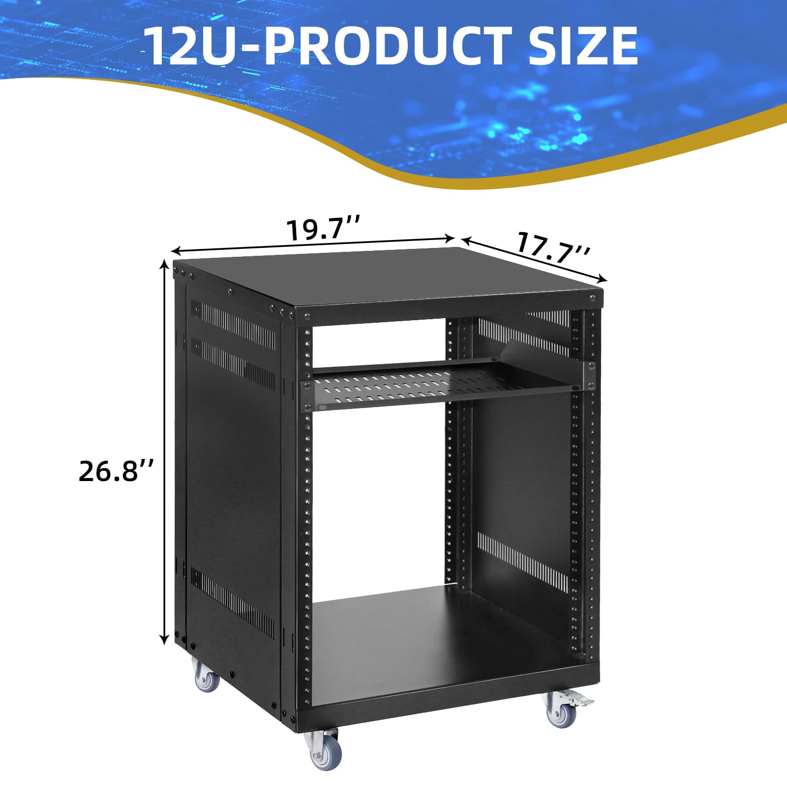 12U Open Frame Rolling Network Cabinet