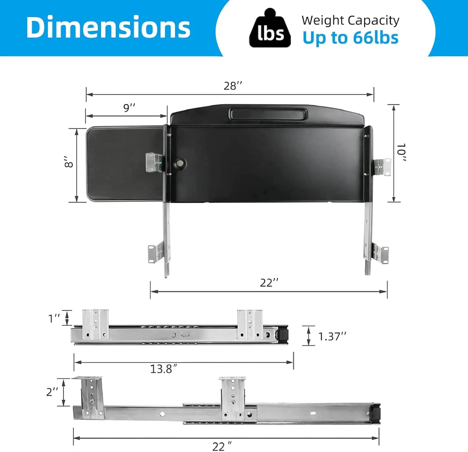 Under Desk Metal Keyboard Tray with Mouse Platform