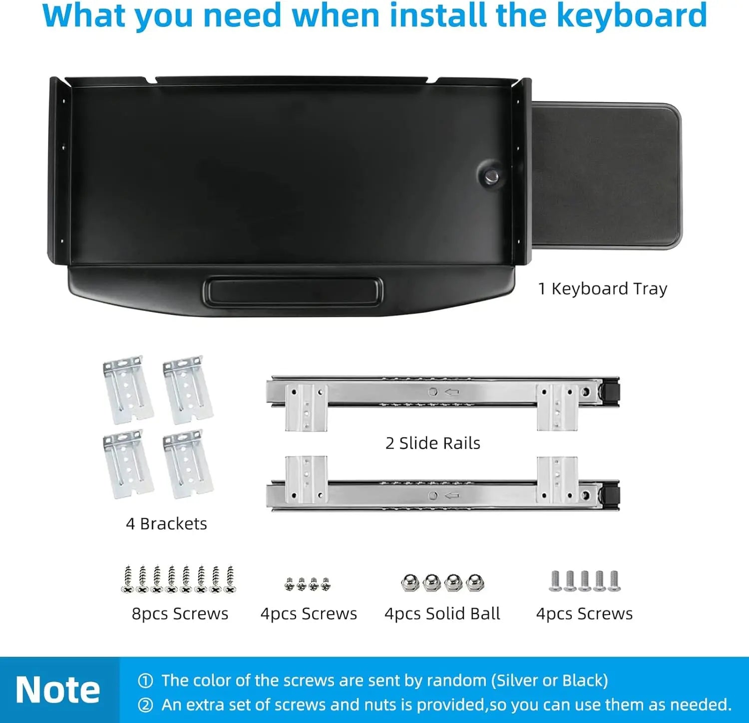 Under Desk Metal Keyboard Tray with Mouse Platform