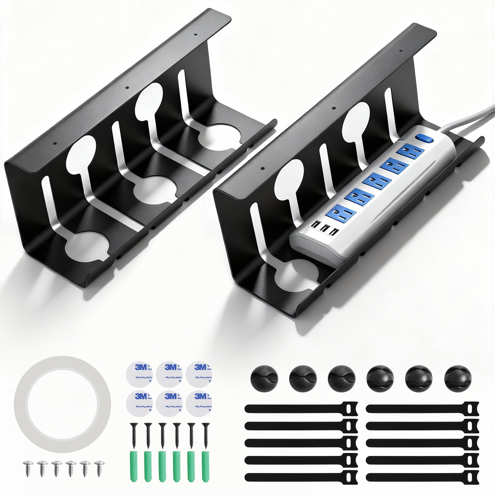 2-Pack Under Desk Cord Management